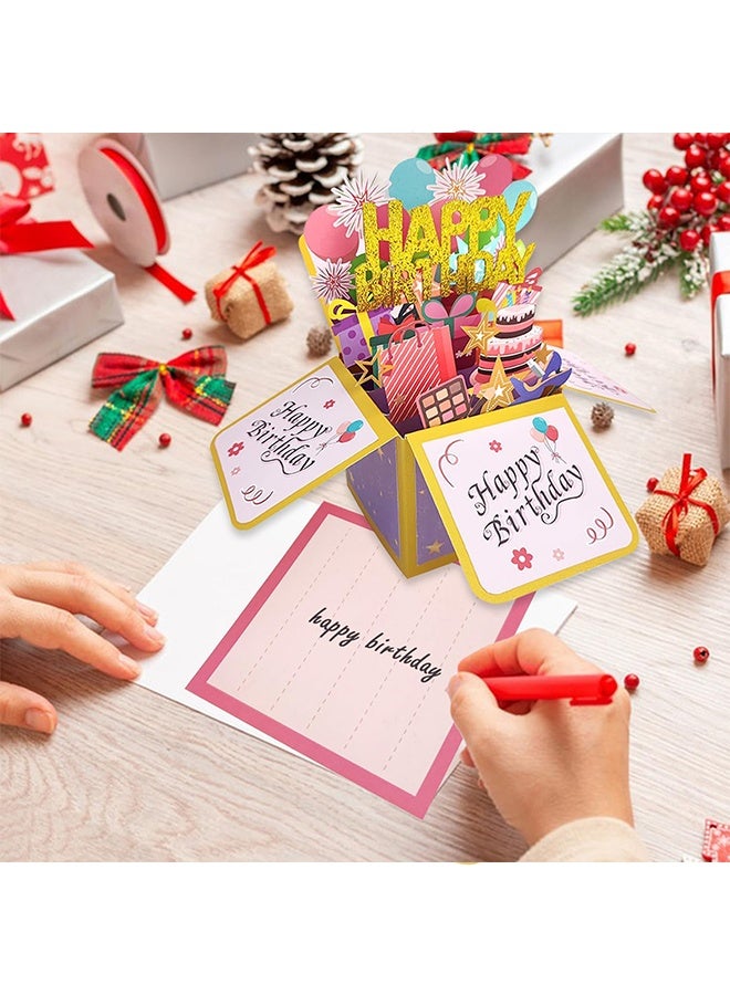 بطاقة معايدة عيد ميلاد مرحة منبثقة، علبة هدايا عيد ميلاد ثلاثية الأبعاد رائعة للكبار والصغار مع مغلفات، بطاقات احتفال فريدة مصنوعة يدويًا قابلة للطي للابنة، والابن، والأم، والأب، والصديق - Image 5